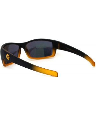 Rectangular Retro 90s Squared Rectangular Gangster Sunglasses - Matte Black Yellow Mirror - CX195EE54TU $12.48