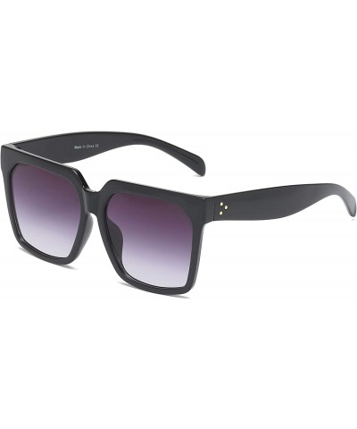 Aviator Large Retro Style Square Aviator Flat Top Sunglasses Black Tortoise Blue - Black - Purple - CZ18SQ5O9KS $11.78