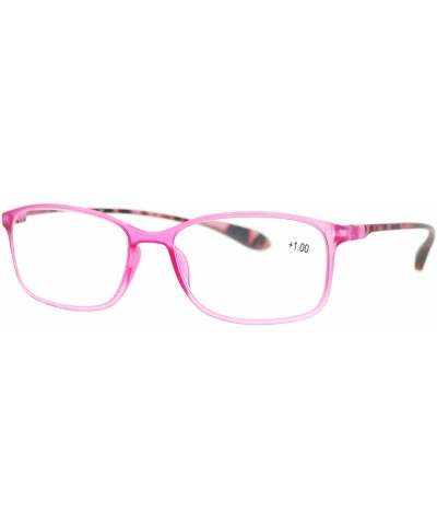 Rectangular Womens +1.0 Modern Rectangular Plastic Reading Glasses - Pink - CV12O6NW198 $21.19