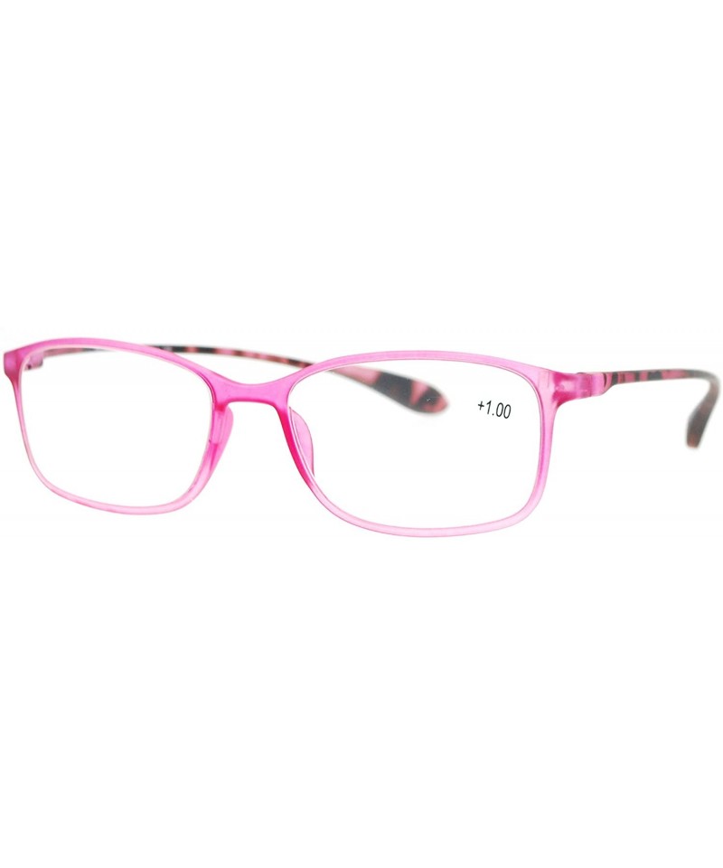 Rectangular Womens +1.0 Modern Rectangular Plastic Reading Glasses - Pink - CV12O6NW198 $9.50