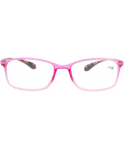 Rectangular Womens +1.0 Modern Rectangular Plastic Reading Glasses - Pink - CV12O6NW198 $9.50