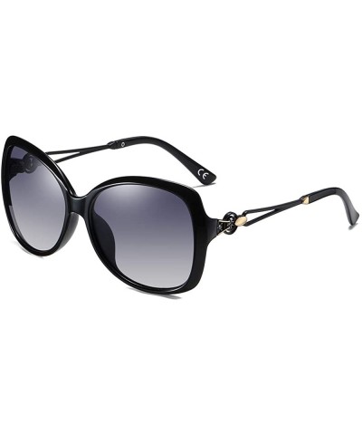 Goggle Luxury Women Polarized Sunglasses Retro Eyewear Oversized Goggles Eyeglasses - Black Frame Grey Lens - C6196IKU08U $24.52
