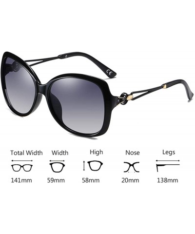 Goggle Luxury Women Polarized Sunglasses Retro Eyewear Oversized Goggles Eyeglasses - Black Frame Grey Lens - C6196IKU08U $11.78