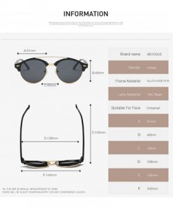 Round Polarized Sunglasses Mens Semi-Rimless Retro Unisex Glasses AE0504 - Black&silver - C912OCSRA6W $10.47