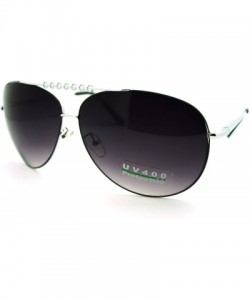 Aviator Women's Round Aviator Sunglasses Flat Top Rimless Look - Silver Black - C411LXRJQ3D $9.43