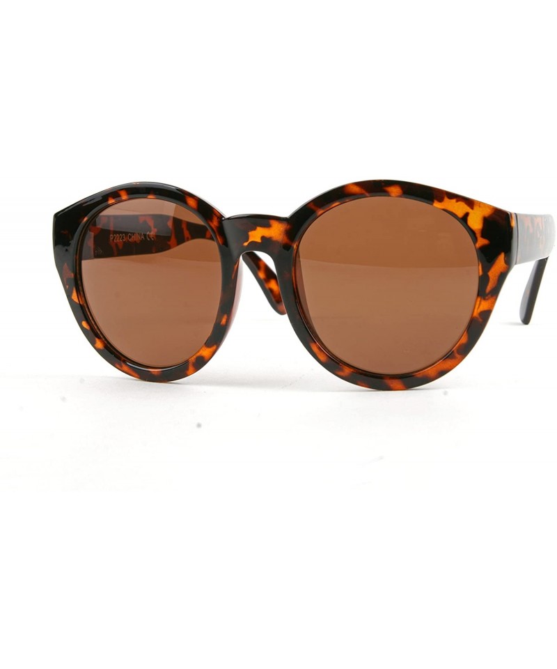 Round Retro Vintage Style Round Sunglasses P2223 - Tortoise-brown Lens - C81290HP1N1 $15.86