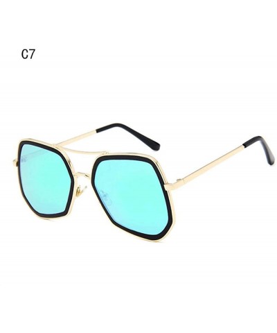 Aviator 2019 New Fashion Luxury Metal Polygon Sunglasses Women Brand Designer Mirror C1 - C7 - CR18YZW38G7 $11.24