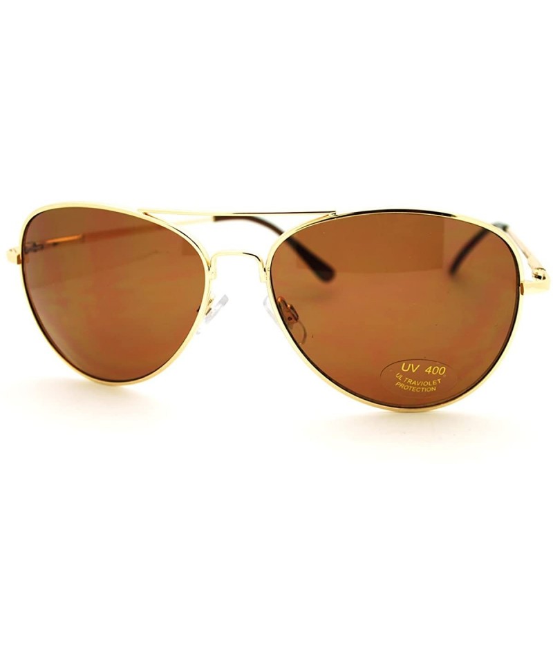 Aviator Classic Aviator Sunglasses Unisex Double Bridge Spring Hinge Frame - Gold - C811EZH6OSX $8.47