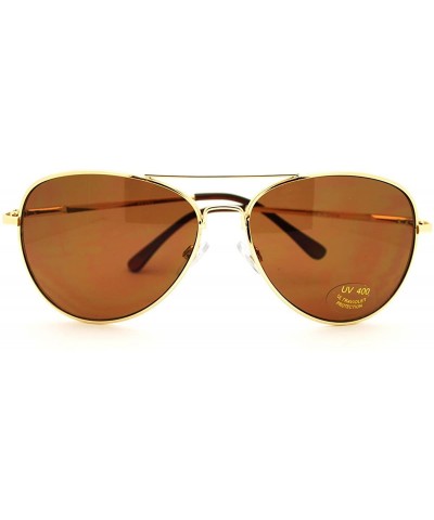 Aviator Classic Aviator Sunglasses Unisex Double Bridge Spring Hinge Frame - Gold - C811EZH6OSX $8.47