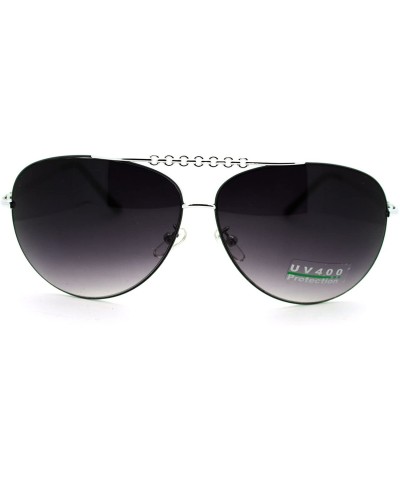 Aviator Women's Round Aviator Sunglasses Flat Top Rimless Look - Silver Black - C411LXRJQ3D $9.43