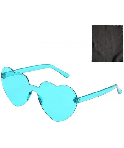 Rimless Heart Shaped Rimless Sunglasses One Pieces Transparent Candy Color Frameless Glasses Love Eyewear - N - CF1905MS88R $...