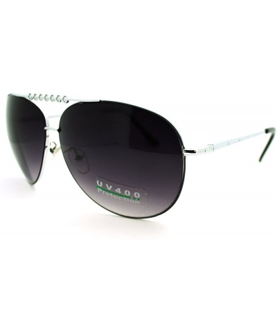 Aviator Women's Round Aviator Sunglasses Flat Top Rimless Look - Silver Black - C411LXRJQ3D $9.43