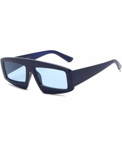 Rectangular Women Retro Vintage Rectangular Futuristic Oversized Fashion Sunglasses - Blue - CC18WTI8NHM $20.54