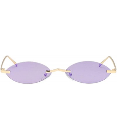 Oval Unisex Fashion Metal Frame Oval Candy Colors small Sunglasses UV400 - Purple - CI18NS7YUN6 $11.99