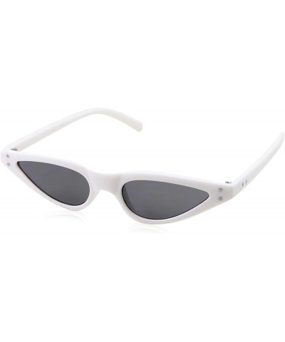 Cat Eye Womens Slim 90s Retro Flat Lens Cat Eye Sunglasses - White - CH18M5CDW0U $19.14