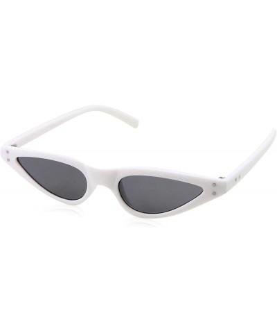 Cat Eye Womens Slim 90s Retro Flat Lens Cat Eye Sunglasses - White - CH18M5CDW0U $12.94