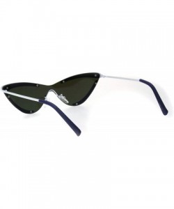 Cat Eye Womens Futuristic Disco funk Cat Eye Exposed Lens Sunglasses - White Blue Mirror - CQ18QK5SM7S $13.10