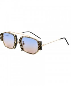 Square Fashion Square Small Sunglasses Women Designer Rhinestone Crystal Sun Glasses Female Gradient Lens Shades - Blue - CO1...