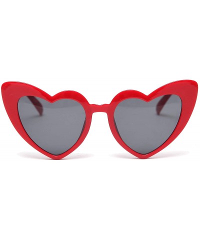Cat Eye Retro Heart Shaped Sunglasses Women Vintage Thick Frame Cat Eye Glass Multiple Choice - Red - C818U70SXKT $8.00