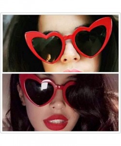 Cat Eye Retro Heart Shaped Sunglasses Women Vintage Thick Frame Cat Eye Glass Multiple Choice - Red - C818U70SXKT $8.00