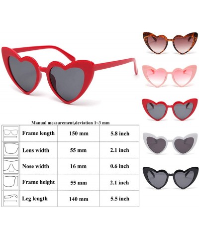 Cat Eye Retro Heart Shaped Sunglasses Women Vintage Thick Frame Cat Eye Glass Multiple Choice - Red - C818U70SXKT $8.00