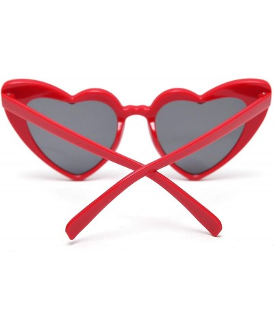 Cat Eye Retro Heart Shaped Sunglasses Women Vintage Thick Frame Cat Eye Glass Multiple Choice - Red - C818U70SXKT $8.00