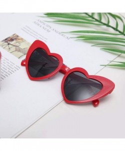 Cat Eye Retro Heart Shaped Sunglasses Women Vintage Thick Frame Cat Eye Glass Multiple Choice - Red - C818U70SXKT $8.00