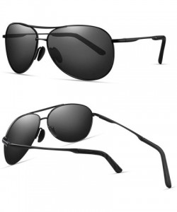 Aviator Polarized Aviator Sunglasses for Men Women-Metal Frame UV400 Protection - Black/Black - CC18WCEMCIT $18.55