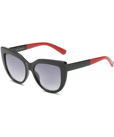 Cat Eye Women Retro Vintage Round Cat Eye Oversized UV Protection Fashion Sunglasses - Black - CX18WU96OAE $36.50