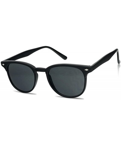 Round Sunglass Stop - Vintage Inspired Horned Rim Round P-3 Unisex Sunglasses (Matte Black - Smoke Lens) - CY1272Q8M5L $19.96