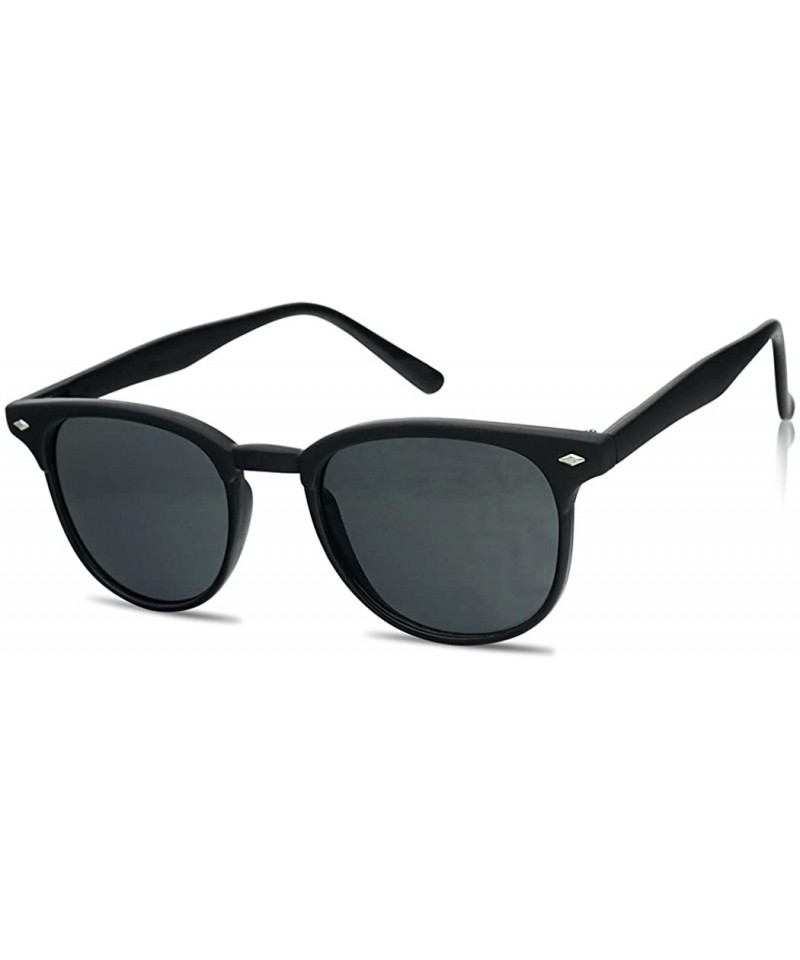 Round Sunglass Stop - Vintage Inspired Horned Rim Round P-3 Unisex Sunglasses (Matte Black - Smoke Lens) - CY1272Q8M5L $13.04