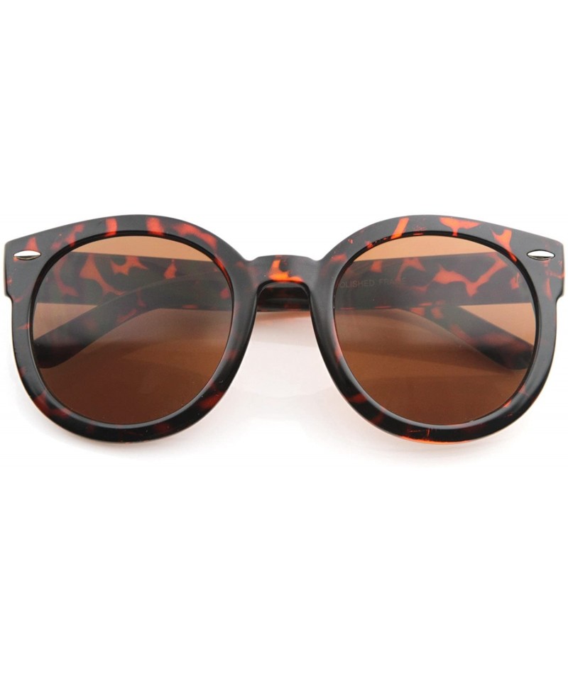 Round Fashion Vintage Round Thick Horn Style Sunglasses-tortoise Brown - C511DYDBIKN $10.02