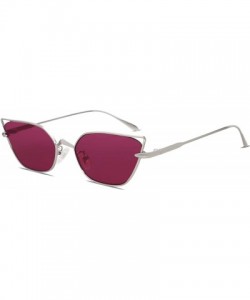 Sport Small Cateye Sunglasses Fox Idea Designer Sunnies FIRE SJ1127 - C5 Silver Frame/Burgundy Lens - CF193XWXSZS $13.18