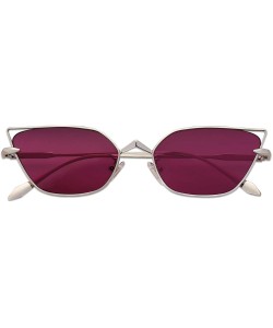 Sport Small Cateye Sunglasses Fox Idea Designer Sunnies FIRE SJ1127 - C5 Silver Frame/Burgundy Lens - CF193XWXSZS $13.18