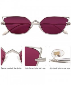 Sport Small Cateye Sunglasses Fox Idea Designer Sunnies FIRE SJ1127 - C5 Silver Frame/Burgundy Lens - CF193XWXSZS $13.18