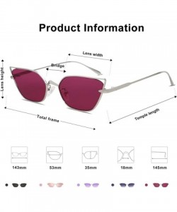 Sport Small Cateye Sunglasses Fox Idea Designer Sunnies FIRE SJ1127 - C5 Silver Frame/Burgundy Lens - CF193XWXSZS $13.18