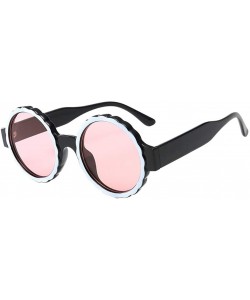 Round Women's Fashion Round Frame Mask Sunglasses Plastic Sunglasses - Pink - CM18UK9GH8W $14.99