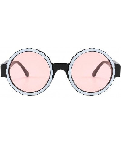 Round Women's Fashion Round Frame Mask Sunglasses Plastic Sunglasses - Pink - CM18UK9GH8W $14.99