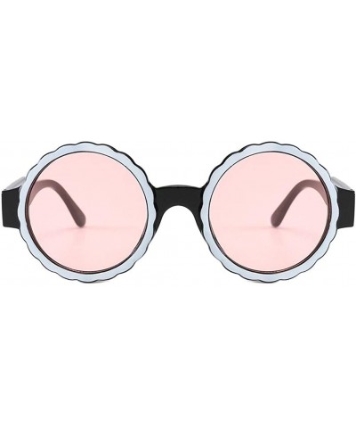 Round Women's Fashion Round Frame Mask Sunglasses Plastic Sunglasses - Pink - CM18UK9GH8W $7.90