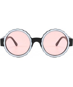 Round Women's Fashion Round Frame Mask Sunglasses Plastic Sunglasses - Pink - CM18UK9GH8W $14.99