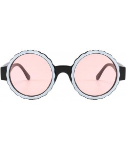 Round Women's Fashion Round Frame Mask Sunglasses Plastic Sunglasses - Pink - CM18UK9GH8W $7.90