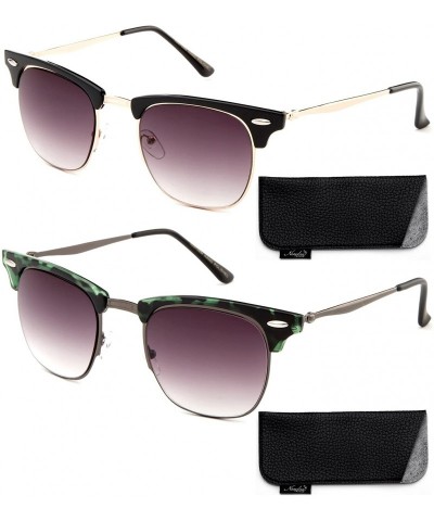 Rimless "Luciano" Semi-Rimless Vintage Design with UV400 Gradient Lenses Fashion Sunglasses - CZ18GAEYZ34 $26.12