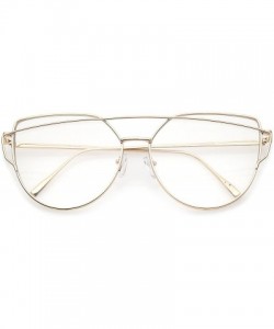 Oversized Oversize Metal Frame Thin Temple Clear Flat Lens Aviator Eyeglasses 62mm - Gold / Clear - CW12NT302C4 $10.70