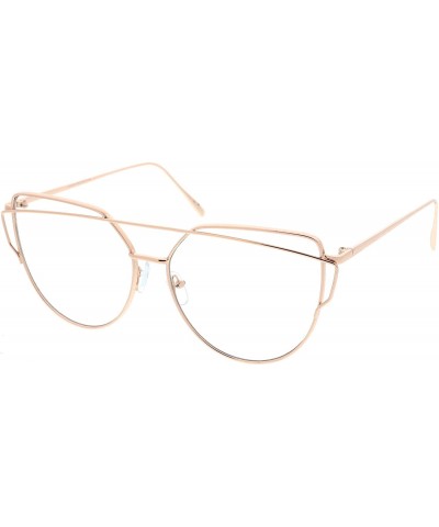 Oversized Oversize Metal Frame Thin Temple Clear Flat Lens Aviator Eyeglasses 62mm - Gold / Clear - CW12NT302C4 $10.70