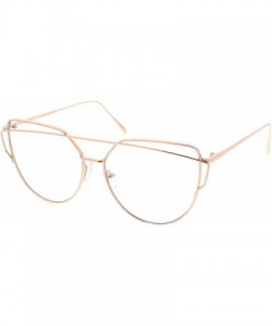 Oversized Oversize Metal Frame Thin Temple Clear Flat Lens Aviator Eyeglasses 62mm - Gold / Clear - CW12NT302C4 $10.70
