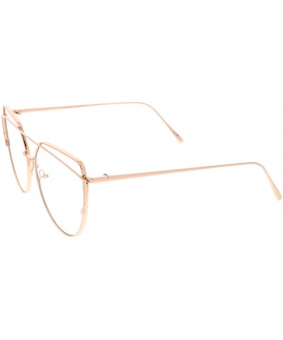 Oversized Oversize Metal Frame Thin Temple Clear Flat Lens Aviator Eyeglasses 62mm - Gold / Clear - CW12NT302C4 $10.70