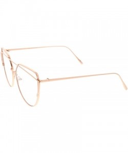 Oversized Oversize Metal Frame Thin Temple Clear Flat Lens Aviator Eyeglasses 62mm - Gold / Clear - CW12NT302C4 $10.70