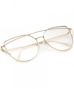 Oversized Oversize Metal Frame Thin Temple Clear Flat Lens Aviator Eyeglasses 62mm - Gold / Clear - CW12NT302C4 $10.70