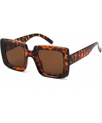 Square Women Retto Bold Square Fashion Sunglasses - Tortoise - CA198N3WD62 $13.01