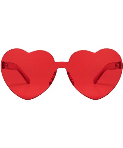 Round Womens Fashion Heart Shape Sunglasses Candy Color Glasses - Red - CA18Q6NGD8H $17.13